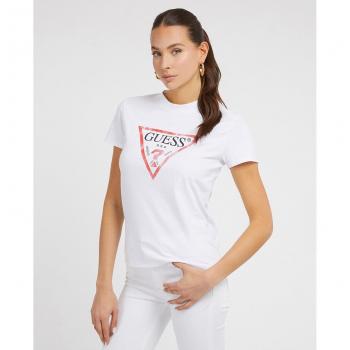 Guess Women's Short Sleeve Triangle Logo T-Shirt