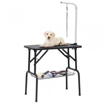 vidaXL Adjustable Dog Grooming Table with 1 Loop and Basket