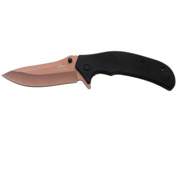 Navaja Third K1903BK de Edición Especial con Mango de G10 Negro y Hoja de Acero Inoxidable 8Cr14MoV bañada en Titanio Marrón de 9,1 cm, incluye Funda de Alta Calidad y Caja de Presentación