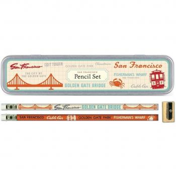 Cavallini San Francisco lápiz Set 10x 10con sacapuntas-regalo