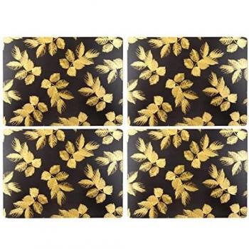Portmeirion Home & Gifts Mantel Individual con Hojas grabadas, cerámica, Gris, 31 x 40 x 2.4 cm