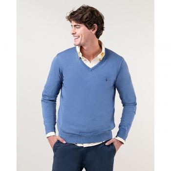Jersey El Ganso Cuello Pico azul para hombre
