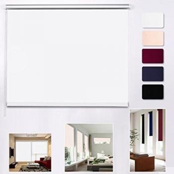 SHINY HOME® Persiana Enrollable Cortinas Estor opaco 120_x_230cm -Blanco