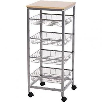HOMCOM Carro Múltiusos de Cocina Baño con Ruedas 5 Niveles Carrito de Servicio Isla de Cocina Carrito Auxiliar Verdulero Frutero 36.5x36.5x89cm Carga 20kg