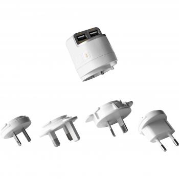 Unplug UPTC001 - Transformador Universal USB Dual 3.4A y 4 adaptadores, Color Blanco