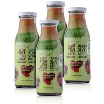 Green Frog Jugo de Aloe Vera Bio con Granada, Pack de 4 Botella, 4x500 ml