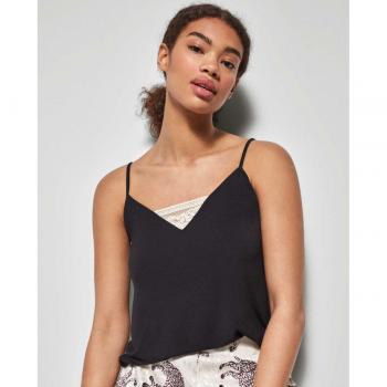 Camiseta de tirantes lisa con encaje para mujer