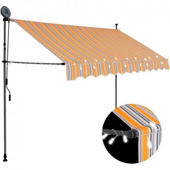 vidaXL Manual Retractable Awning with LED 250 cm Yellow and Blue