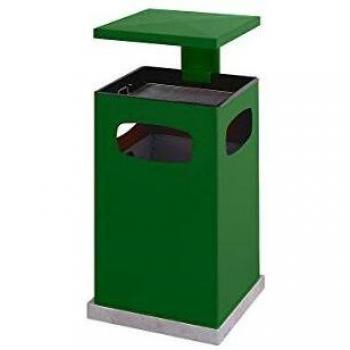Cubículo de Basura con Inserto para Cenizas y Techo Desmontable, 72 Litros, Verde Moos RAL 6005