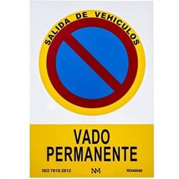 Normaluz NM RD40048 - Señal Vado Permanente PVC Glasspack 0.7 mm 21 x 30 cm, Rojo