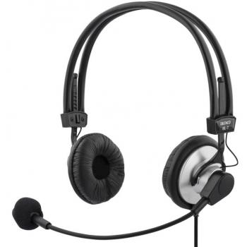 Auriculares Deltaco HL-7 con micrófono y control de volumen, cable de 2m, negro