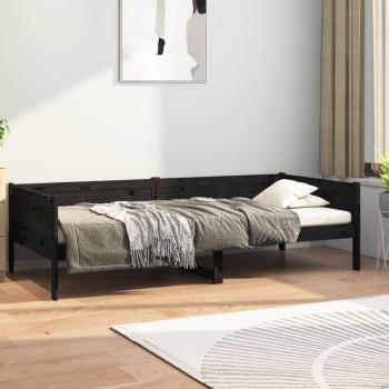 Sofá cama Dormeuse negro madera maciza de pino 80x200 cm