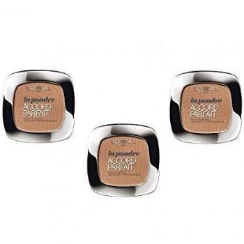 L'Oréal Paris Polvo compacto matificante Accord Parfait - 6.D Miel, Juego de 3