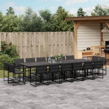 Set de almuerzo de jardín 17 Pcs con cojines de Textilene negro