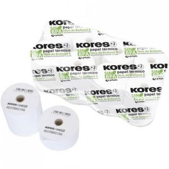 Rollo de Papel Térmico Kores 80mm x 45m x 12mm Sin Bisfenol A (BPA) Pack de 8