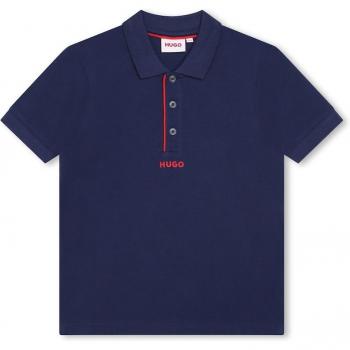 Polo de niño liso de manga corta con logo estampado