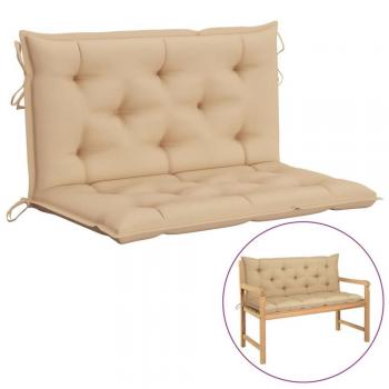Cojín de banco de jardín tela Oxford beige 100x(50+50)x7 cm