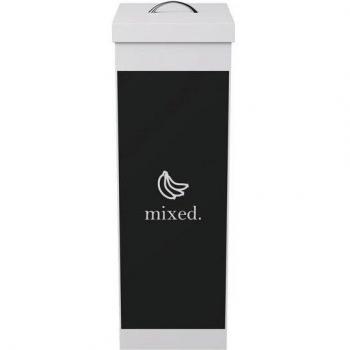Contenedor papelera de reciclaje Paperflow con tapa de poliestireno para residuos orgánicos, capacidad 60 litros, dimensiones 76x36.3x26.3 cm, color blanco
