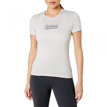 SALOMON Comet Classic tee Camiseta, Mujer, Lunar Rock/White/Heather, XS