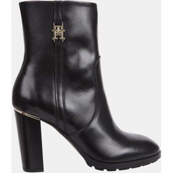 Tommy Hilfiger Mujer Botines de Piel con Tacón - Modelo Bootie Negro
