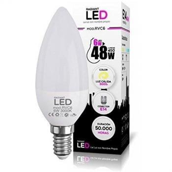Bombilla LED E14 6W 3000K Luz Cálida 450LM Radiant LED