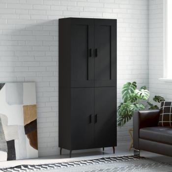 Alacena Aparador Alto de Madera Multicapa Contrachapada Negro 69,5x34x180 cm