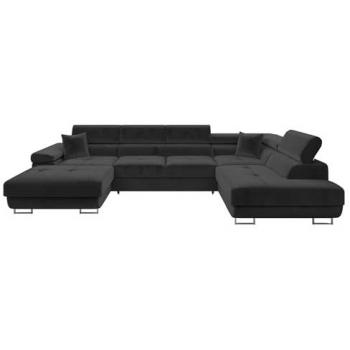Sofá rinconero Comfivo S103 con función de descanso, caja de ropa de cama, 346x203x70cm, color Manila 18
