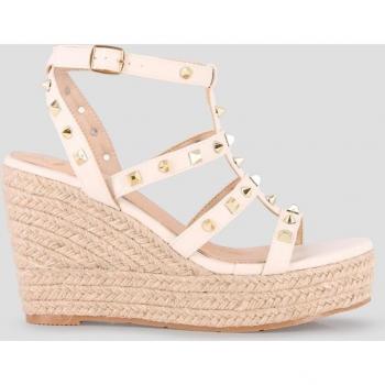 Sandalias de cuña de mujer Blogger IVY blancas con tachuelas y tiras