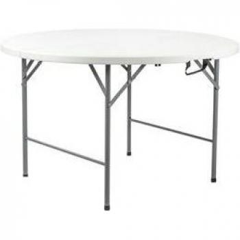 Mesa Plegable Redonda Efecto Granito Blanco Ø150x74cm 7house