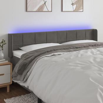 Cabecero LED de terciopelo gris oscuro 163x16x78/88 cm