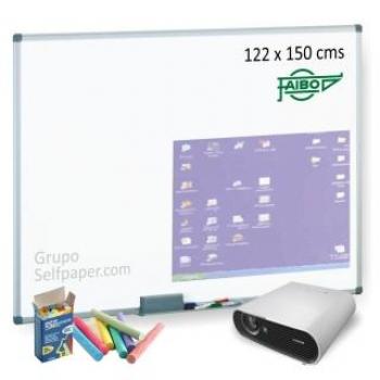 Pizarra Blanca Multifuncional Mate para Proyecciones y Tizas 122x150