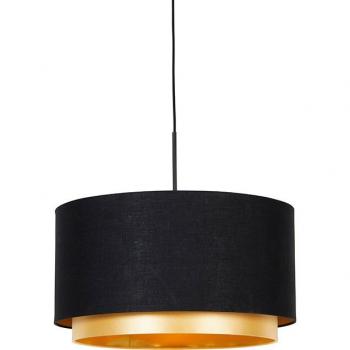 Lámpara colgante moderna negra pantalla dúo dorada 47cm - COMBI Textil / Acero Alargada Adecuado para LED Max. 1 x 60 Watt