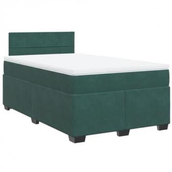 Cama box spring con colchón terciopelo verde oscuro 120x190 cm Vidaxl Verde