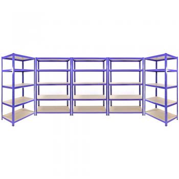 Estanterías Q-Rax Azules - 3 Estanterías de 120 x 50 x 180 cm y 2 Estanterías de 90 x 50 x 180 cm en Acero Sin Tornillos