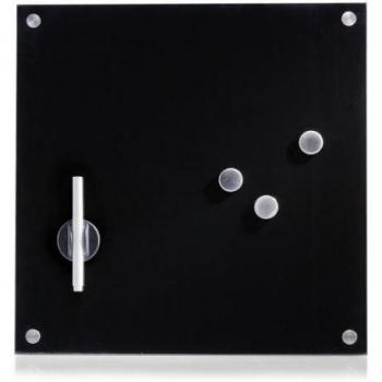 Zeller 11602 Tablero de Notas, Vidrio, Negro, 40x40x3 cm