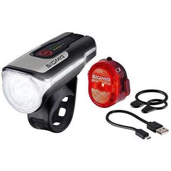 Sigma Sport - LED bicycle light AURA 80 and NUGGET II set | Battery-operated front and rear lights approved for road traffic in Germany