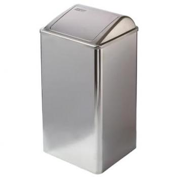 Papelera de baño Mediclinics 65L con tapa auto-retorno en acero inoxidable brillante
