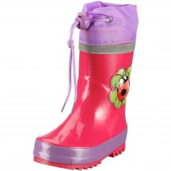 Playshoes Waterproof Baby Rubber Rain Boots Ladybug, Pink, Size 22/23