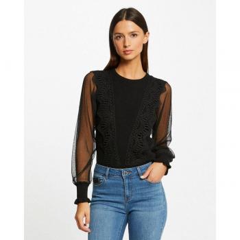 Morgan Jersey de mujer de manga larga con plumeti