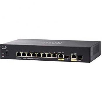 Cisco SG350-10P - 10-Port Gigabit PoE Managed Switch, Negro