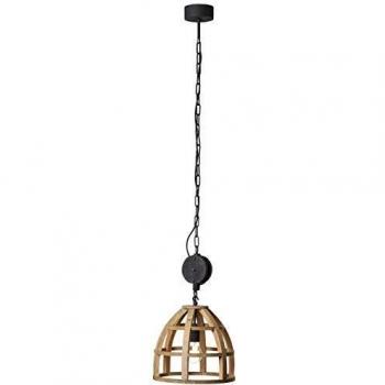 Lámpara Colgante Brilliant Matrix Nature 34cm Antiguo Madera/Negro E27, 1 Foco, K cadena Ajustable