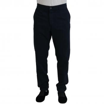 Dolce & Gabbana Blue Cotton Dress Formal Men Pants - IT52 | L, Slim-fit Trousers, male, Size: XL