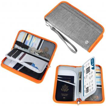 Vemingo Cartera de Viaje Parta Pasaporte Portadocumentos Familiar con RFID Organizador de Documentos Porta de 5 Pasaportes, Tarjeta de Crédito, Identidad, Billetes de Avión Unisex