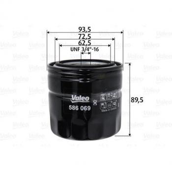 Filtro de aceite VALEO 586069 - Tipo: Filtro de aceite, Características: Compatible con diversos modelos de vehículos, diseño optimizado para un mejor flujo de aceite, filtración eficiente para proteger el motor, fabricado con materiales de