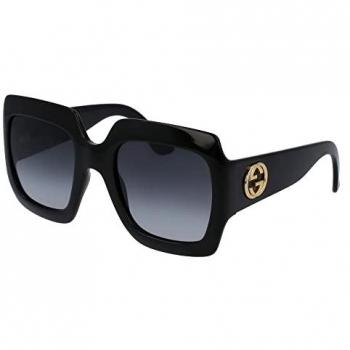 Gucci GG0053SN Stylish Square Sunglasses for Women, Black with Grey Accents, Size: 54 MM