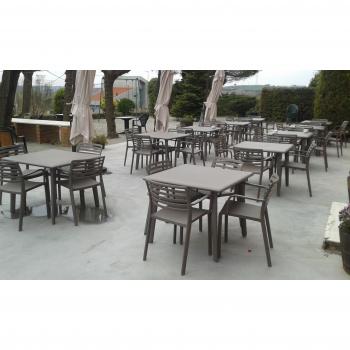 Resol New Dessa Square Dining Table 90x90 cm - Indoor/Outdoor, Multi-purpose, Lightweight, for 2-4 People, Brown