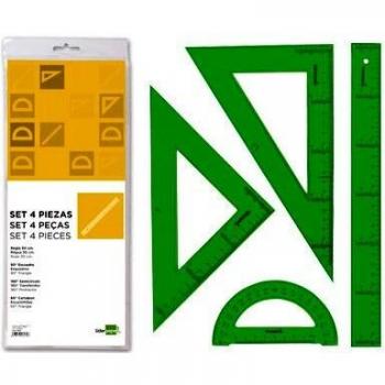 Set Juego de Reglas 30cm Verde en petaca