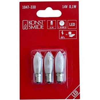 Konstsmide bombilla LED 3-unidades decorativas, 14 V, 0,2 W, E10 rosca 1047-330