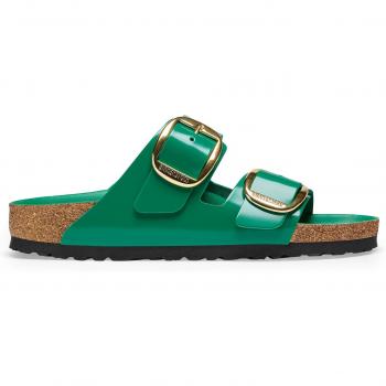 Birkenstock Women's Arizona Big Buckle High Shine Green Leather Mules