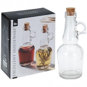 Excellent Houseware – k299841 Botellas para Vinagre y Aceite, 2 x 250 ml, Vidrio, Transparente, 9 x 3,5 x 7 cm